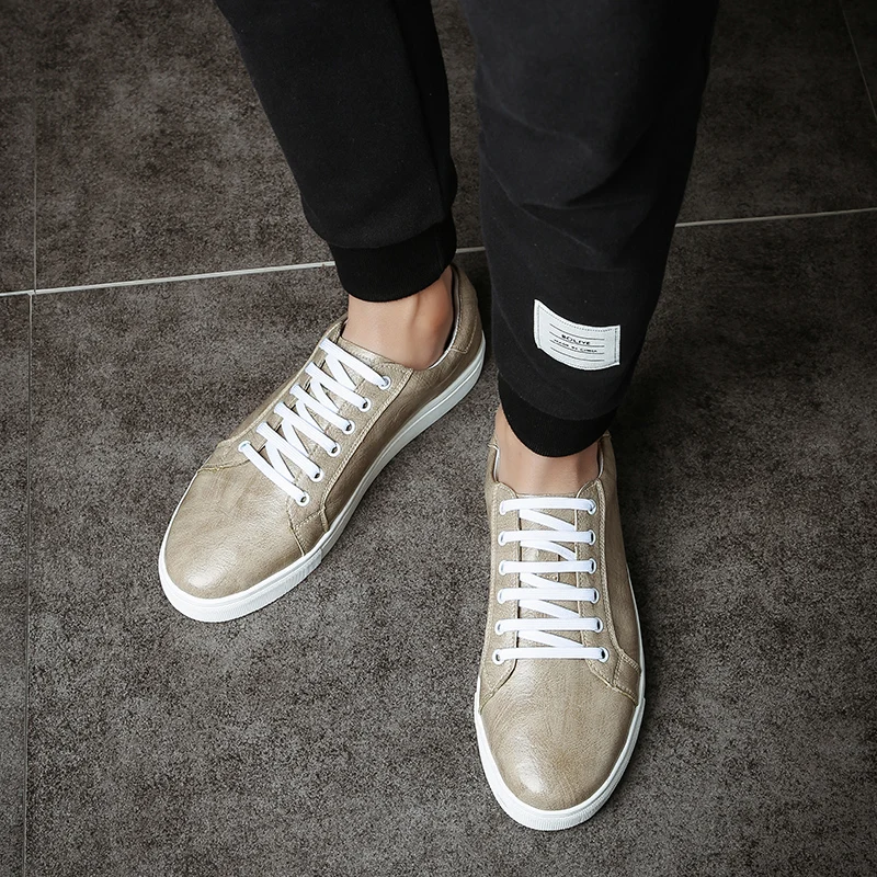 Мужские кожаные кроссовки дышащие на шнуровке Повседневная модная Уличная обувь