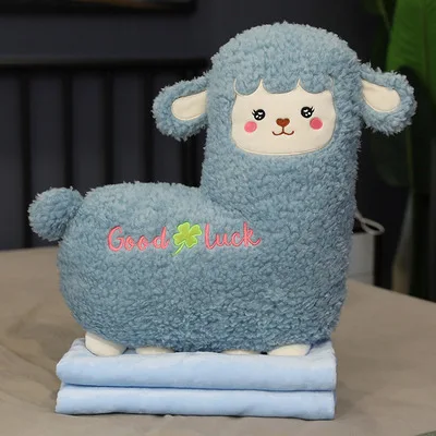 

Cute Pillow Alpaca Plush Toys Soft Plush Alpacasso Alpaca Backrest Blanket Three in One Stuffed Animal Children Birthday Gift