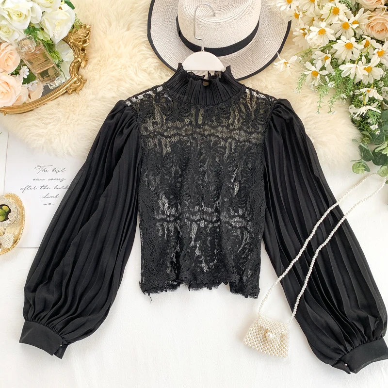 Autumn New 2019 Stand Neck White Black Elegant Shirt Women Long Sleeve Casual Harajuku Camisas Mujer Blouse J678 | Женская одежда