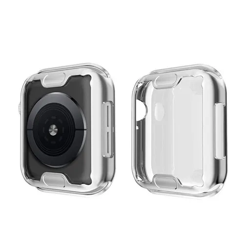 Мягкий силиконовый чехол для apple watch band apple watch 4 3 5 Чехол 44 мм/40 мм iwatch 42 мм/38 мм чехол и Защитная крышка для экрана - Цвет: silver