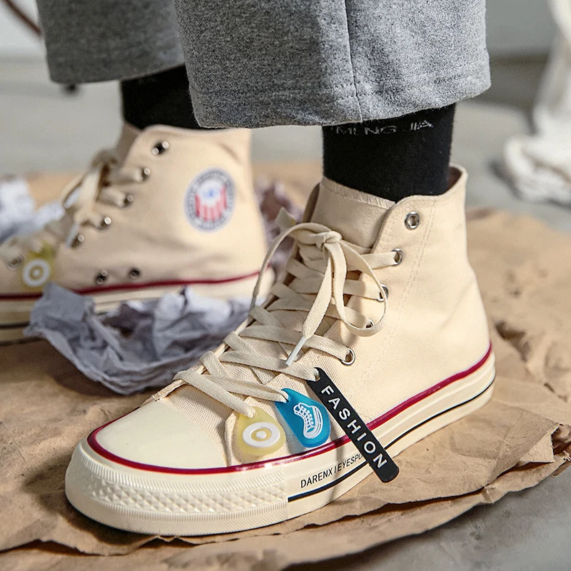 Парусиновая обувь Мужская Осенняя новая Корейская на плоской подошве модная