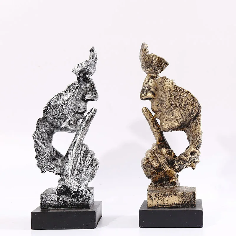 Абстрактные статуи тишина статуя пожалуйста лицо фигурка домашний офис Декор