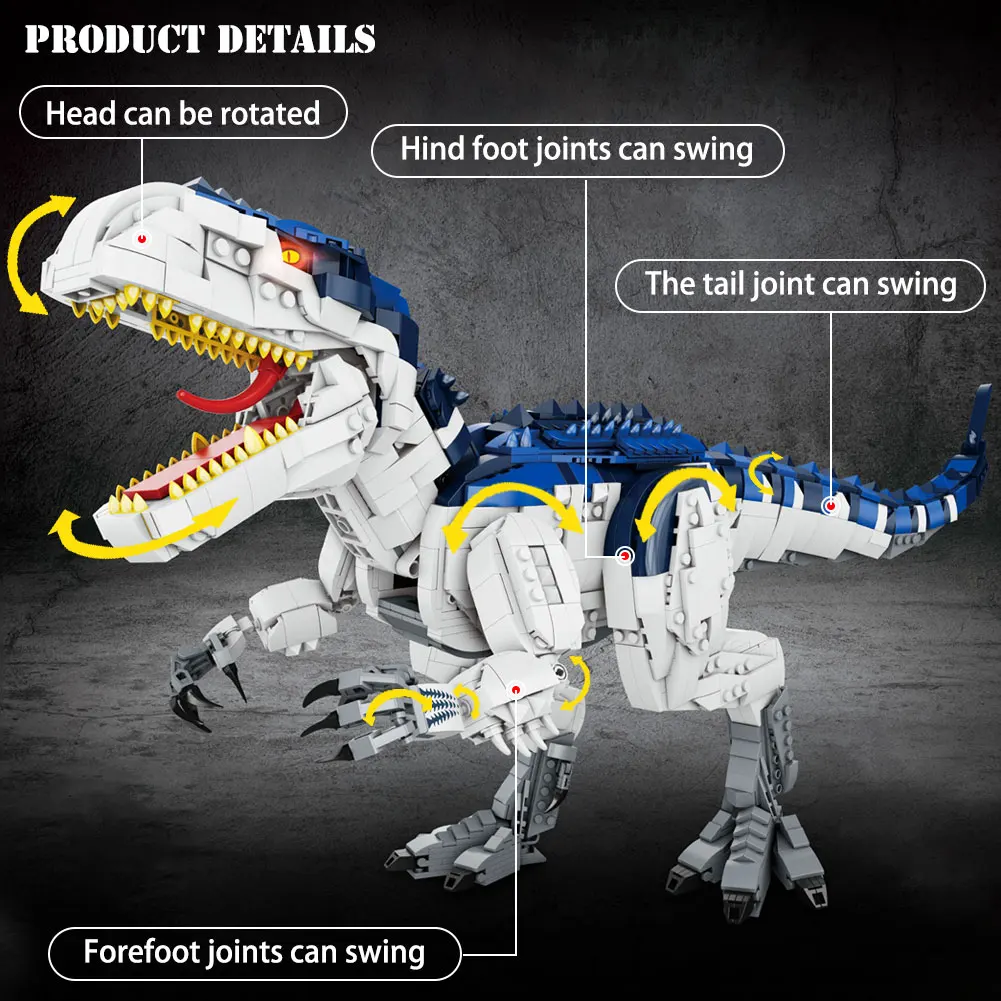 

BZDA Dinosaurs Building Blocks Jurassi Dinosaurs World Emulation Sound Effects Dinosaur Model Bricks Toys For Boy Children Gifts