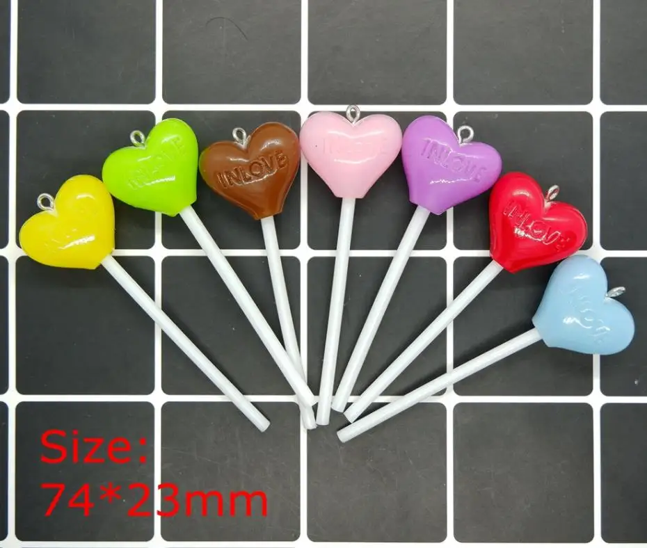 Оптовая продажа! Kawaii Сердце Подвески в виде леденцов смолы имитация пищевые