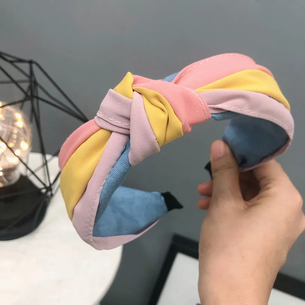 Ободок для волос шифоновый Женский корейский бандаж в стиле пэчворк с