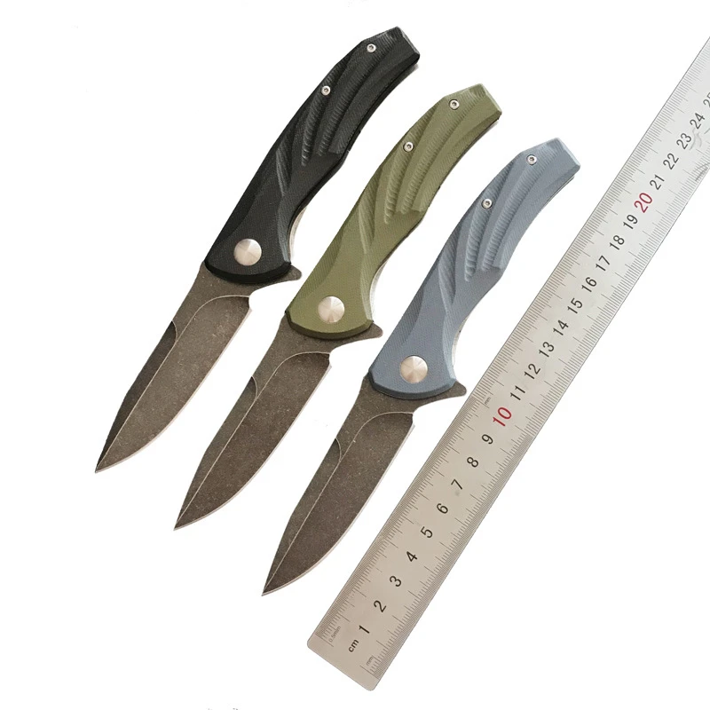 

Pocket Flipper Folding Knife-EDC and Outdoor Fold Knives D2 Steel Blade with G10 Handle for Urban Camping Hiking Survival