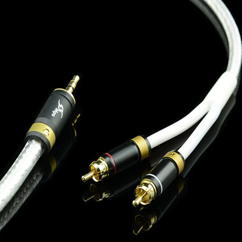Подробные сведения о High End MPS M 4 3 5 мм до 2 RCA аудио кабель Щепка покрытием 6N из
