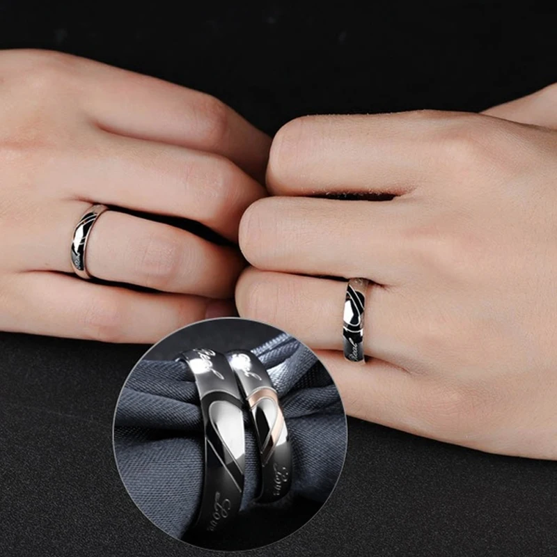 

Stainless Steel Couple Ring Jewelry Wedding Engagement Rings For Lovers Men Women Ring Band Unique Romantic Heart Fine Jewelry