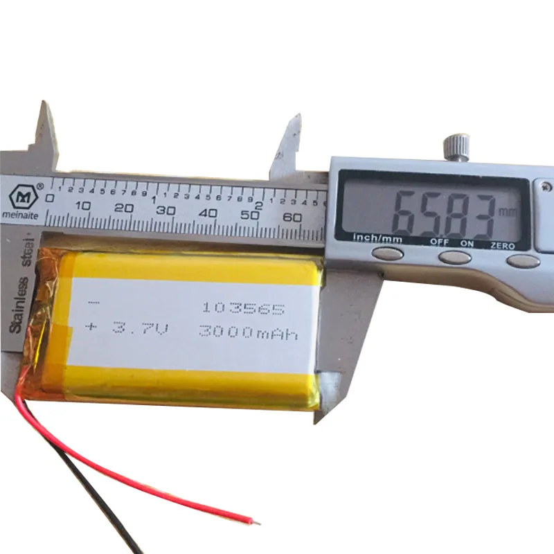 3.7V 3000mAh 103565 Lithium polymer Rechargeable Battery For Tablet PC GPS PSP PAD E-book POS Machine Power bank Walkie talkie |