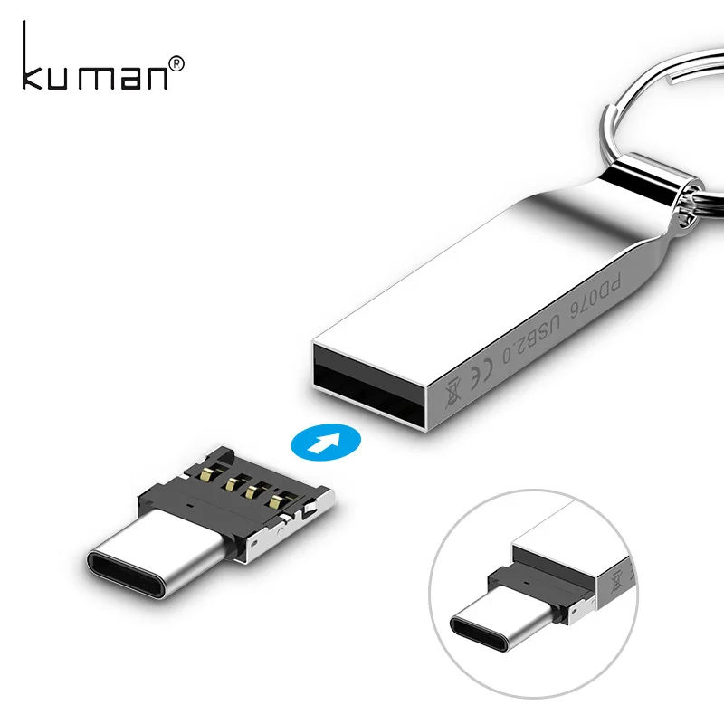 Kuman USB адаптер OTG к TypeC или MicorUSB конвертер для флешки флэш накопитель ручка