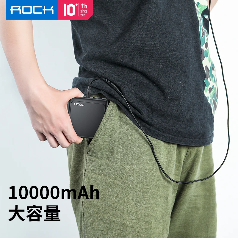 ROCK 10000 мАч 2 в 1 EU/US складной PD 3 0 QC USB зарядное устройство 18 Вт быстрая зарядка