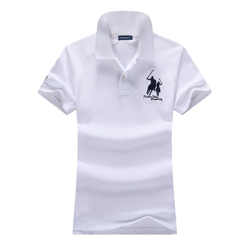 

Summer women Short-sleeved 100% Pique cotton big horse embroidery logo slim polo shirts fashion homme button placket