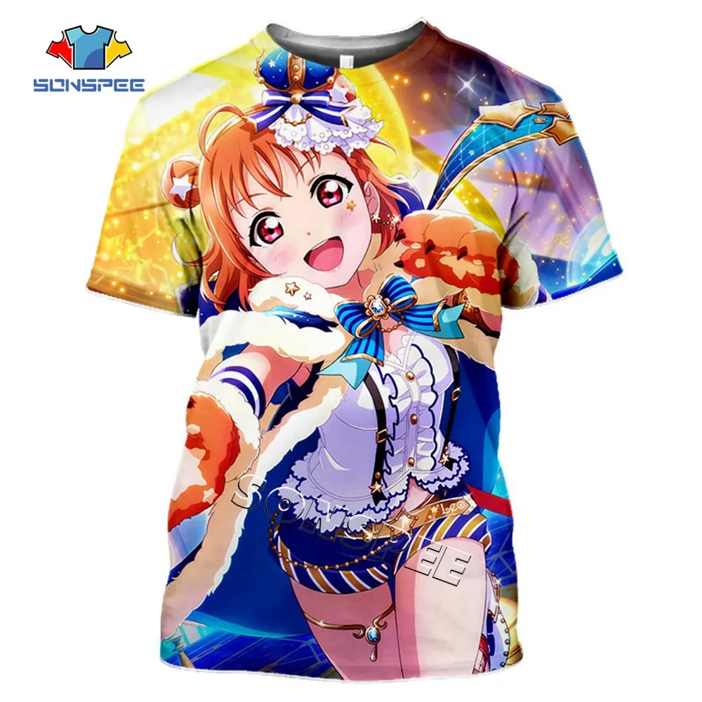 

SONSPEE Fashion Men's t shirts Casual Clothing Summer Puppet Funny Women Short sleeve 3D Print Bang Dream Anime Girl T-Shirt Top