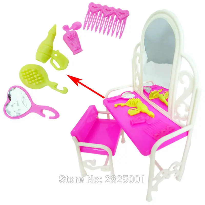 3 предмета/партия = 1 Розовая мини-кукольная кровать + модный комод семейная