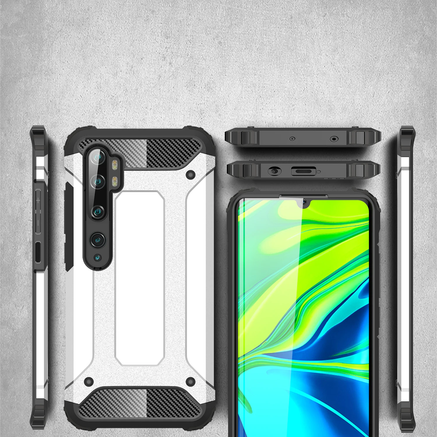 

50pcs/lot Heavy Duty Armor Phone Case For Xiaomi 10 Pro For Redmi K30 Pro Zoom Note 9 Pro Max 9S 8T Poco X2 PC + TPU Cover