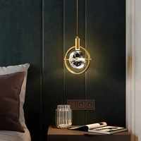 led crystal chandeliers creative bedroom bedside small hanging lamp home decor living room cafe droplight cuprum light fixture