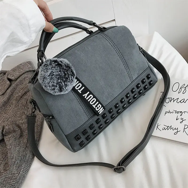 Fashion Scrub Women Hand Bags Vintage Rivet Messenger Bag Quality Retro Shoulder Bags Simple Crossbody Bag Tote Bolsa Feminina