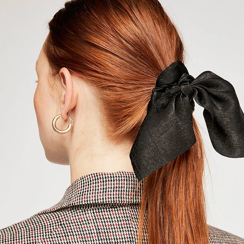Резинки для волос Женские однотонные мягкая эластичная лента с бантом хвоста