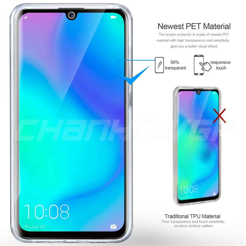 Сенсорный двухслойный силиконовый чехол для Huawei P Smart Z Plus Y5 Y9 Prime P20 Lite 2019 Honor 20 Pro 8S