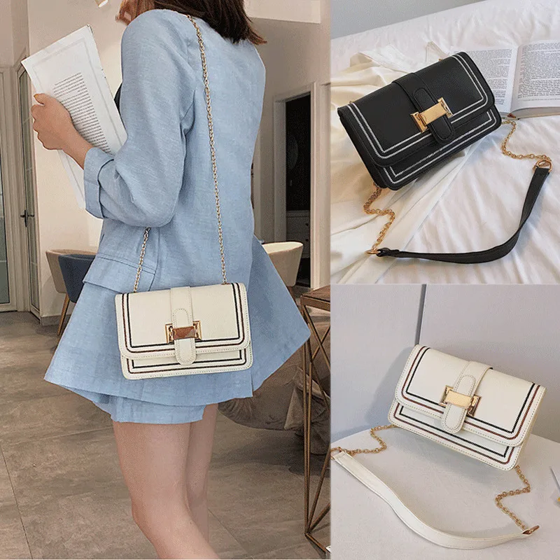 Женская маленькая сумка через плечо из искусственной кожи черная или белая с