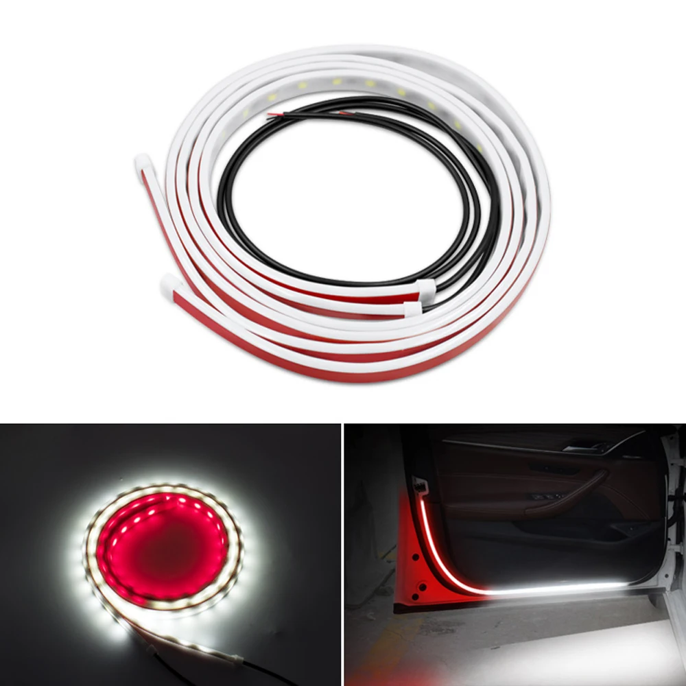 

Car Interior Door Welcome Light LED Safety Warning Strobe Signal Lamp Strip 120cm Waterproof 12V Auto Decorative Ambient Lights