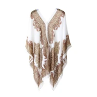 women summer beach bikini cover up loose chiffon blouse shawl scarf with buttons fashion ponchos jackets ladies clothing