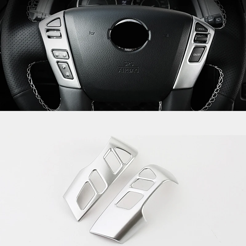 

For NIssan Patrol Armada Y62 2017 2018 ABS Plastic Chrome Car Steering wheel Decoration panel Cover Trim Accessories Car styling