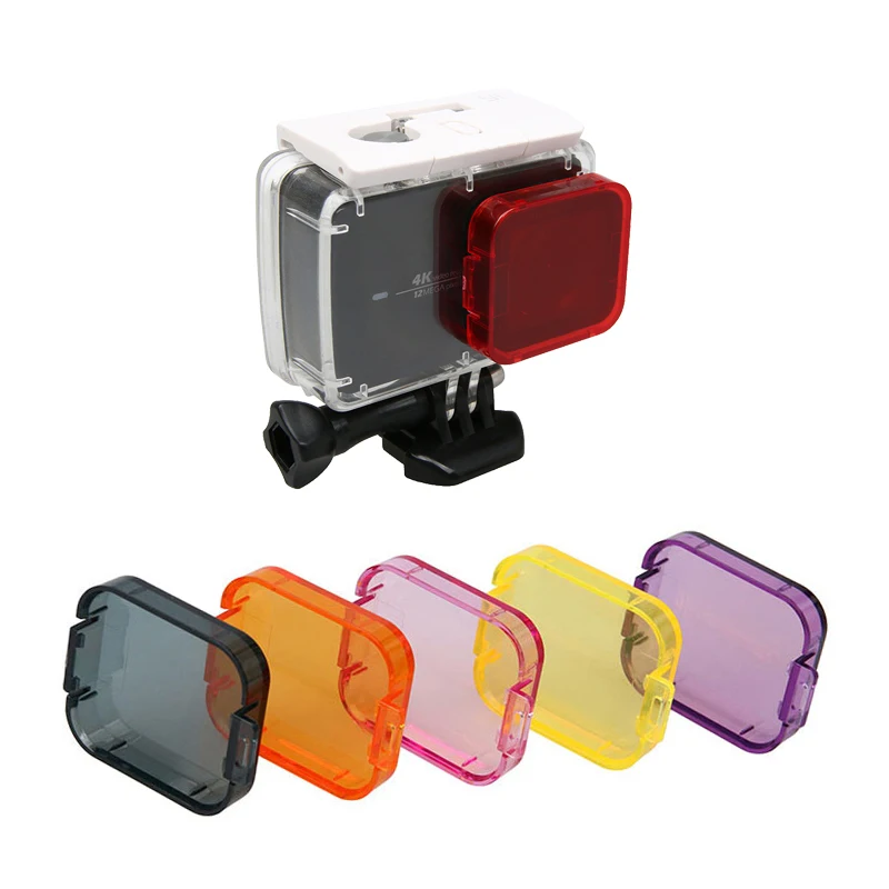 

Dive Filter 6 Color Diving Filter Yellow Purple Orange Red Pink Lens Cap Cover for Xiaomi Yi 4K Waterproof Housing Case