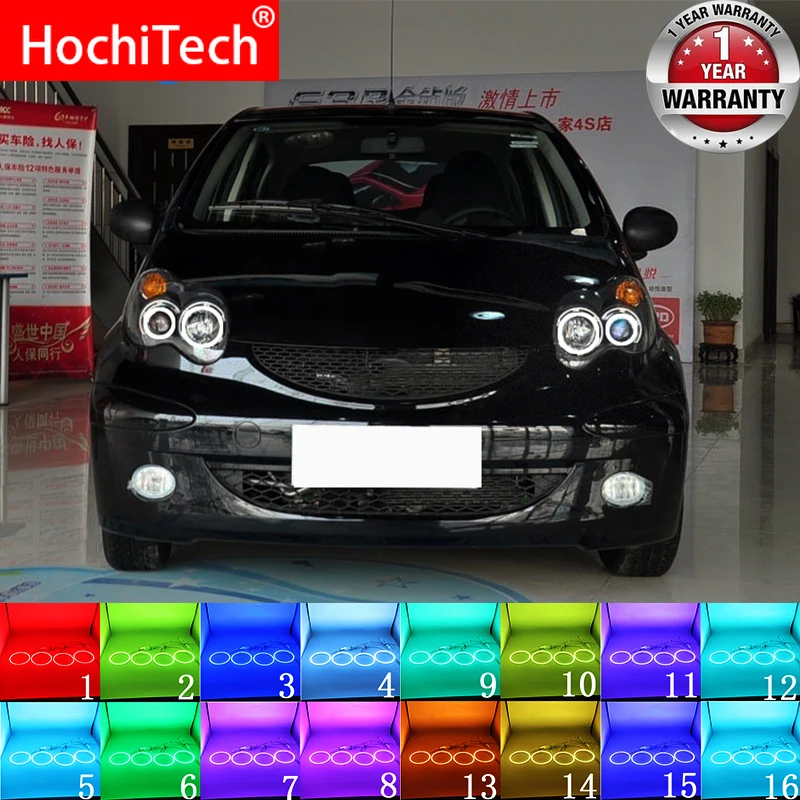 

Latest Headlight Multi-color RGB LED Angel Eyes Halo Ring Eye DRL RF Remote Control For BYD F0 F1 2008 2009 - 2015 Accessories