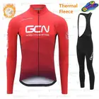 Красный 2021 GCN зимний теплый флисовый комплект для велоспорта, Мужская Уличная одежда для езды на велосипеде MTB Ropa Ciclismo, комплект теплых брюк, одежда для велоспорта