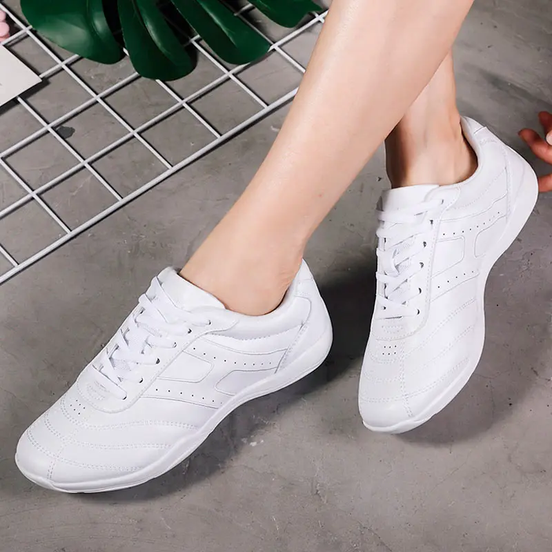 White Women Aerobics Dance Shoes Girls Sneakers Competitive Training Fitness Sports Shoes Soft Sole Ladies Jazz Dancing Shoes