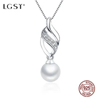 lgsy round pearls suspension 6 5 7mm akoya pearl pendant fashion jewellery 925 sterling silver crystal necklace pendants fsp244