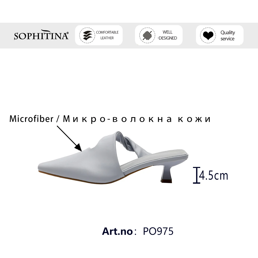 

SOPHITINA Mules Outdoors Woman Mature Style Pointed Toe Hollow Out Med Thin Heel Dress Slippers Lady Shoes PO975
