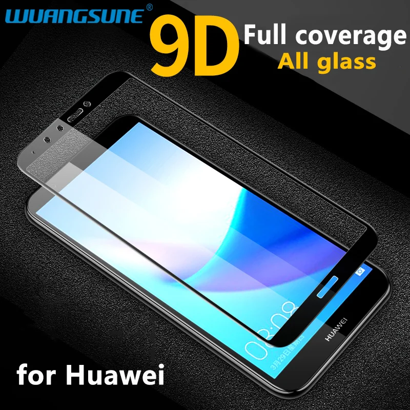 Закаленное стекло 9D с полным покрытием для Huawei Y9 Pro 2018 Y7 Prime Защита экрана lite 2019