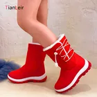 Детские зимние ботинки на нескользящей подошве, красные