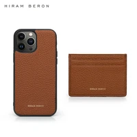 hiram beron personalized pebble pattern leather card case for iphone 13 12 11 pro max gift for men dropship
