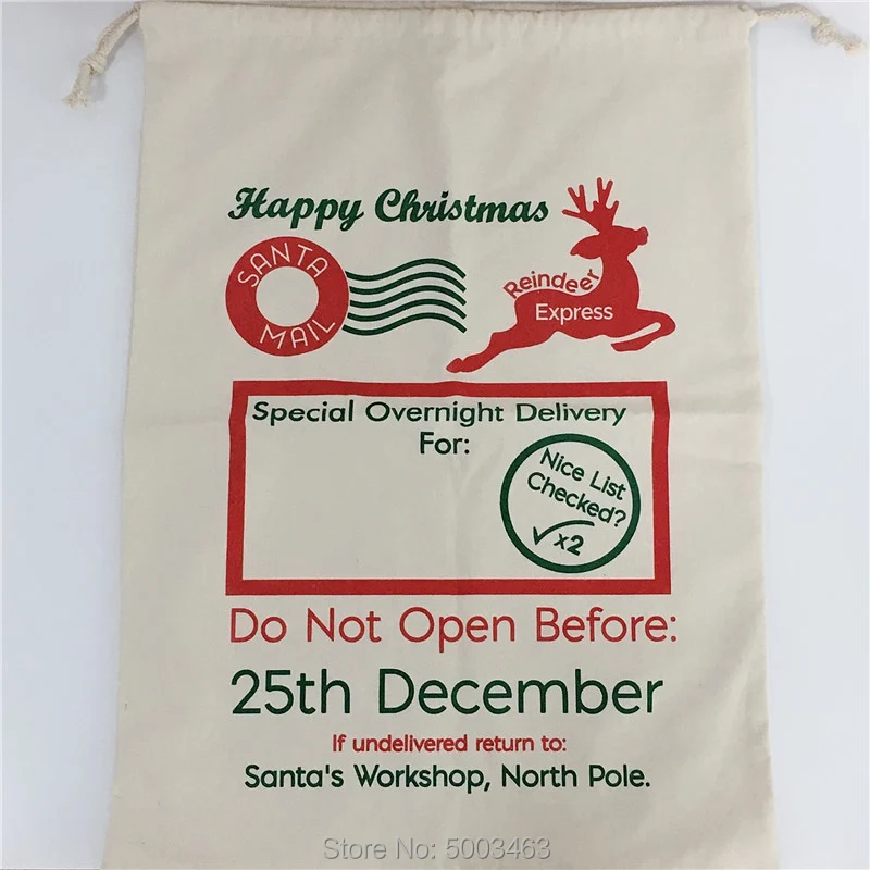 Оптовая продажа рождественские чулки сумки 30 шт. холщовые конфетные мешок Санты