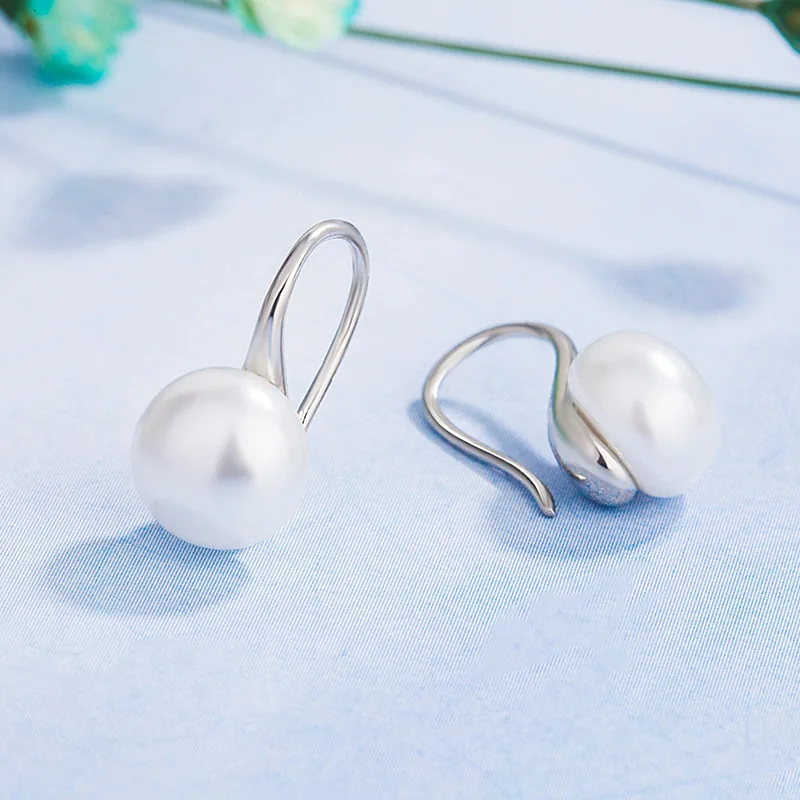 

HOYON S925 Silver Color Fashion Simple Earrings Women's Natural Pearl Orechini Jewelry Bizuteria Kolczyki Gem Pendant Earrings