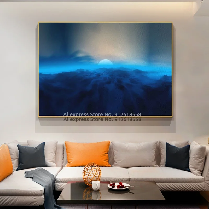 Художественные принты Синий туман атмосфера холст украшение гостевой комнаты