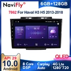 Автомагнитола Greatwall Hover Haval H5 H3, мультимедийный Видеоплейер с GPS-навигацией, 6 + 128 ГБ, QLED, 4G, Android 10, типоразмер 2DIN