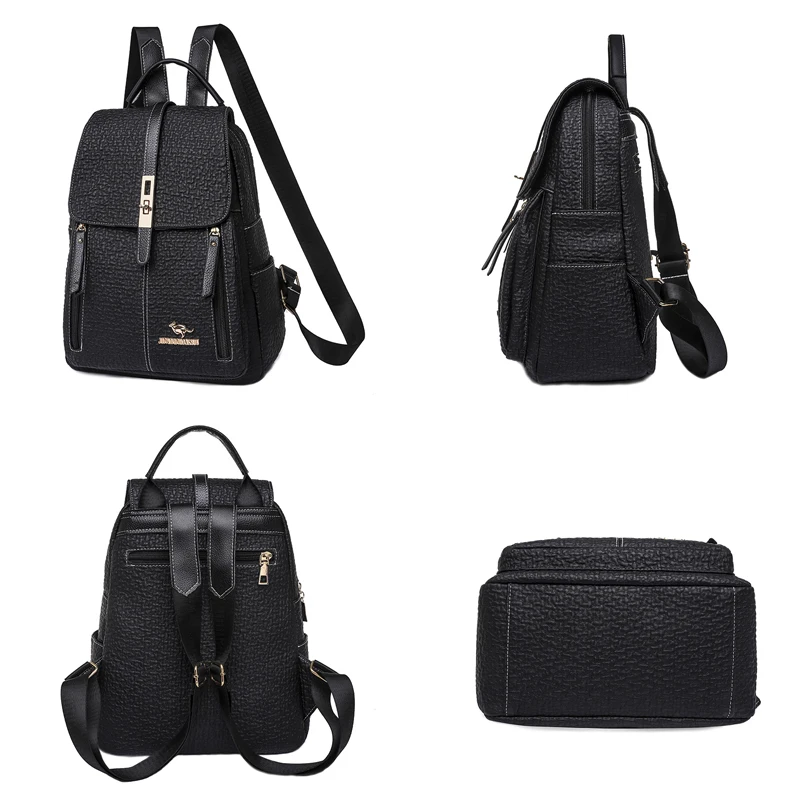 Клетчатый женский кожаный рюкзак модные школьные ранцы для девочек большой