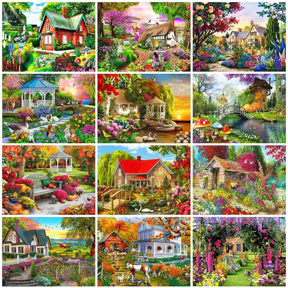 evershine full square diamond painting house scenery diamond embroidery garden cross stitch kit 5d diy home decor gift free global shipping
