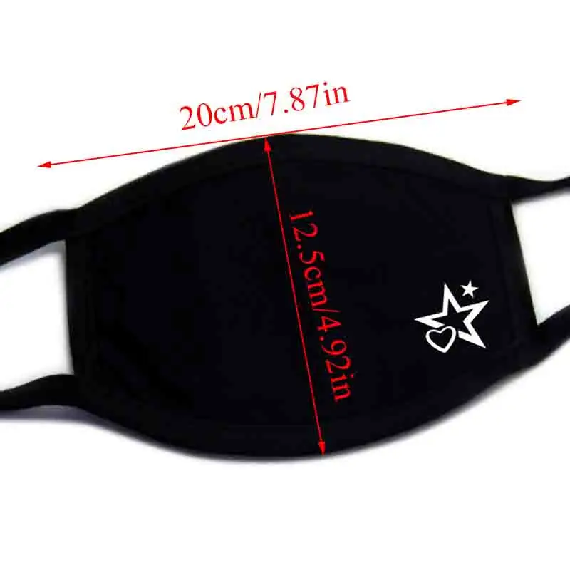 Унисекс маска для рта однотонный черный принт Kawaii покрытие лица половина моды