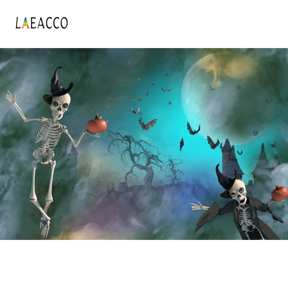 Laeacco Счастливый Хэллоуин виниловые фотографии фоны Скелет семейвечерние тема