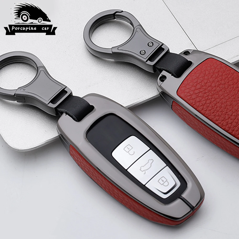 

zinc alloy car key fob cover case for audi A6L A7 A8 C8 Q8 D5 2018 2019 Protector Shell key ring Car styling Accessories