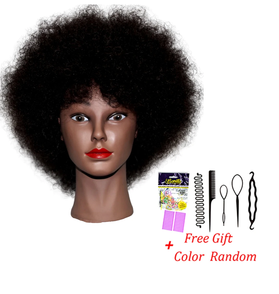 This 8inch Afro Mannequin Head100％Human Hair Mannequin Head Can Used To  Hairdressing For Training Or Manikin Cosmetology