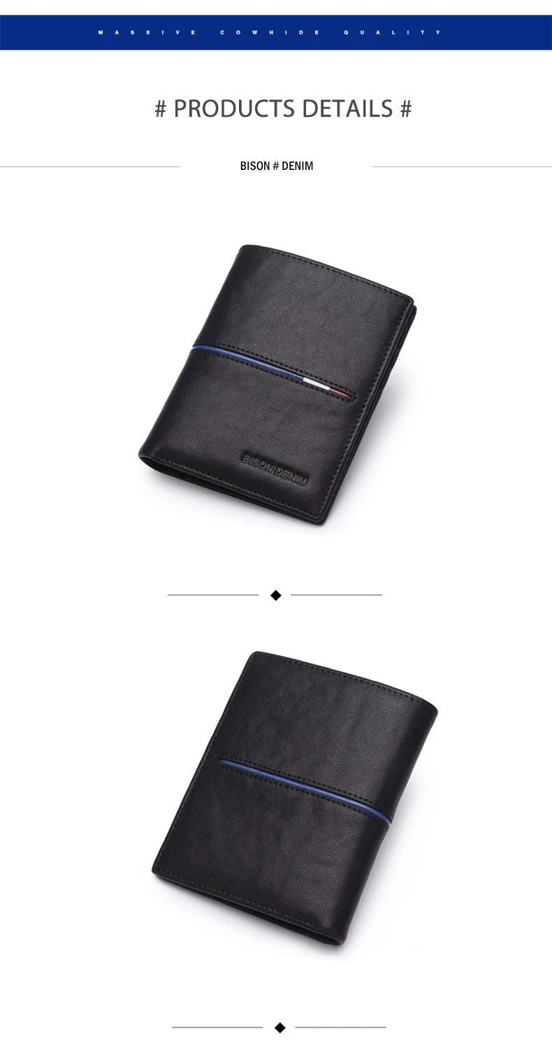 Мужские кошельки BISON DENIM из воловьей кожи, многофункциональный кошелек из воловьей кожи для монет, тонкий кошелек из натуральной кожи, мужские держатели для карт N4437