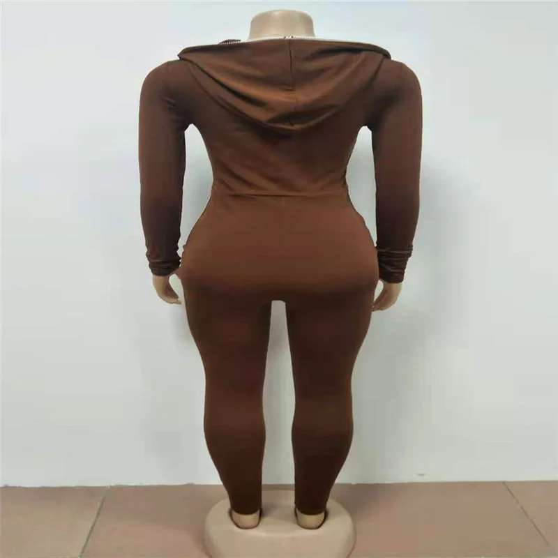 

Solid Color Zipper Hooded Jumpsuits Women 2021 Autumn New Slim Casual Streetwear Active Fitness Sports Work Out Jumpsuit