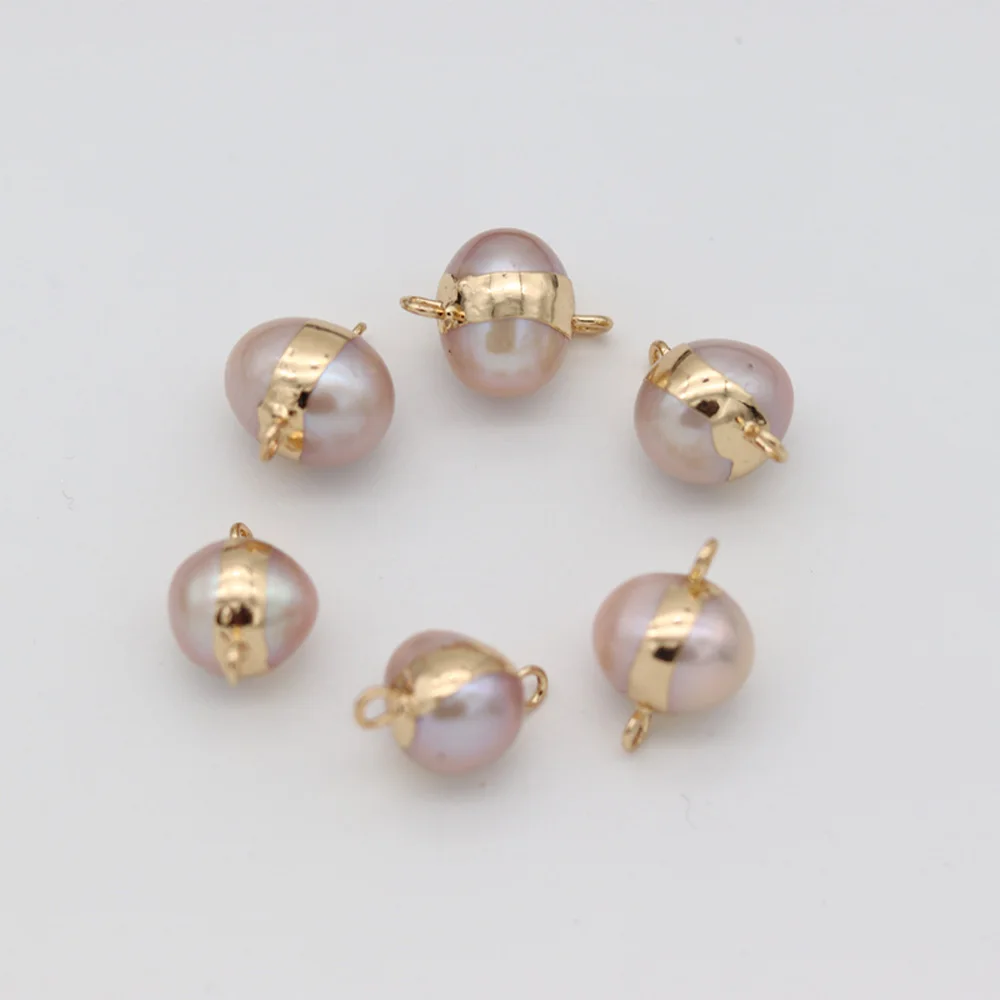 

Natural Freshwater Pearl Connector Circular Purple Making Jewelry Bracelet Necklace DIY Accessories Package Sale 8x16-10x18mm