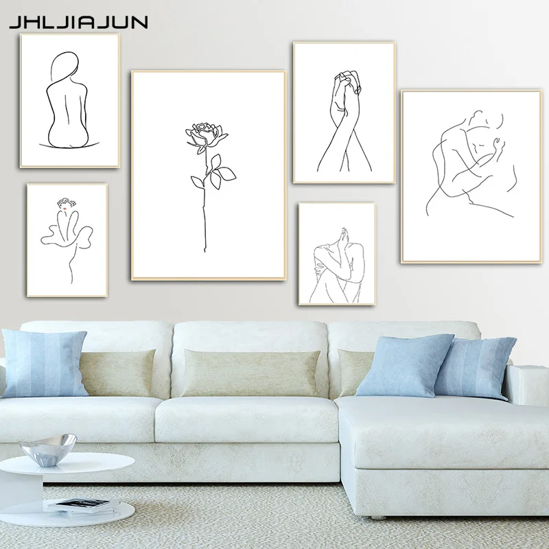 JHLJIAJUN эскиз настенный художественный Рисунок линия печать минималистский